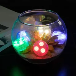Submersible Pool LED Light with Remote RGB Aquarium Diving Light Battery Powered 3LED Underwater Light Wedding Pond Pool Bathtub Aquarium Party Vase Decoration 1PC
