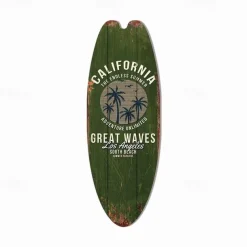 Summer Beach Ocean Theme Leisure Decoration Surfboard Wood Plaque Bar Home Wall Vintage Decoration Wood Plaque