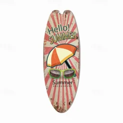 Summer Beach Ocean Theme Leisure Decoration Surfboard Wood Plaque Bar Home Wall Vintage Decoration Wood Plaque