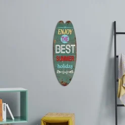 Summer Beach Ocean Theme Leisure Decoration Surfboard Wood Plaque Bar Home Wall Vintage Decoration Wood Plaque