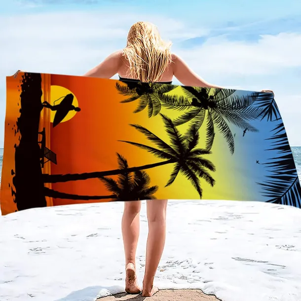 Summer Beach Towel Quick-Drying Tropical Bohemian Rainforest Sea Turtle Plant Towel Soft and Quick-Drying Beach Towel Super Absorbent Soft Microfiber Sand Pool Bath Outdoor Travel Towel