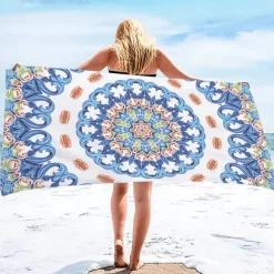 Summer Beach Towel Quick-Drying Tropical Bohemian Rainforest Sea Turtle Plant Towel Soft and Quick-Drying Beach Towel Super Absorbent Soft Microfiber Sand Pool Bath Outdoor Travel Towel