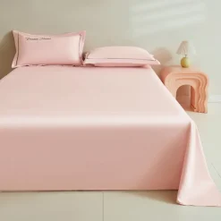 Summer Cool Ice Silk Bed Sheet Single Piece Single Dormitory Single Double Solid Color Bed Sheet Pillowcase Three-piece Bed