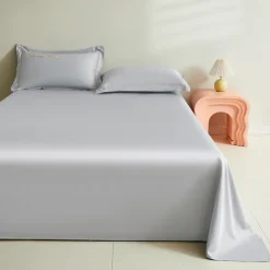 Summer Cool Ice Silk Bed Sheet Single Piece Single Dormitory Single Double Solid Color Bed Sheet Pillowcase Three-piece Bed