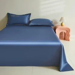 Summer Cool Ice Silk Bed Sheet Single Piece Single Dormitory Single Double Solid Color Bed Sheet Pillowcase Three-piece Bed
