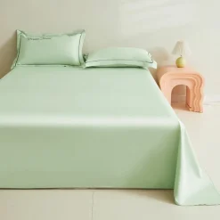 Summer Cool Ice Silk Bed Sheet Single Piece Single Dormitory Single Double Solid Color Bed Sheet Pillowcase Three-piece Bed