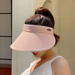 Summer Foldable Sun Hat Travel Beach Large Brim Sun Hat Without Top Anti-ultraviolet Hat For Women