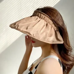 Summer Foldable Sun Hat Travel Beach Large Brim Sun Hat Without Top Anti-ultraviolet Hat For Women