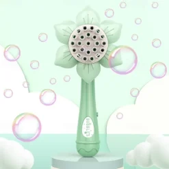 Summer Fun for Kids Electric Handheld Bubble Machine with Rocket Shape & Sunflower Design - Perfect for Outdoor Birthday Parties!