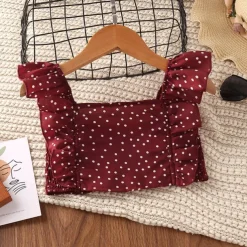 Summer Girls Clothing Sets Two Piece Sleeveless +Short Skirt Wave Point Children Fashion Girls Clothes Suit Party Casual Outfits