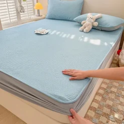 Summer Latex Ice Silk Cooler Bed Sheets Washable Soft Bed Cover Pillow Case