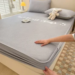 Summer Latex Ice Silk Cooler Bed Sheets Washable Soft Bed Cover Pillow Case