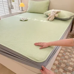 Summer Latex Ice Silk Cooler Bed Sheets Washable Soft Bed Cover Pillow Case
