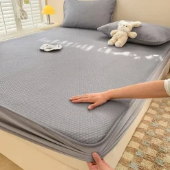 Summer Latex Ice Silk Cooler Bed Sheets Washable Soft Bed Cover Pillow Case