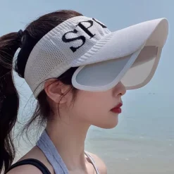 Summer Womens Sun Visor Hat, Breathable Fly-Knit Stretchable Wide Brim Sun Hat, UV Protection for Travel & Outdoor