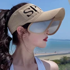 Summer Womens Sun Visor Hat, Breathable Fly-Knit Stretchable Wide Brim Sun Hat, UV Protection for Travel & Outdoor