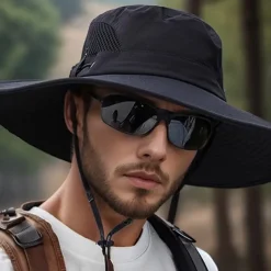 Sun Hat Bucket Hat Boonie hat Waterproof UV Protection Summer Spring Drawstring Wide Brim Men's Fishing Activity