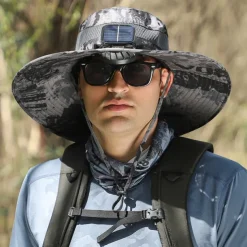 Sun Hat Bucket Hat Boonie hat Camouflage Pattern Waterproof UV Protection Breathable Summer Spring Drawstring Wide Brim Men's Fishing Activity
