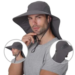 Sun Hat Bucket Hat Fishing Hat Hat with Neck Flap Cover Packable Waterproof Summer Wide Brim Men's Fishing Activity