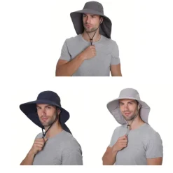 Sun Hat Bucket Hat Fishing Hat Hat with Neck Flap Cover Packable Waterproof Summer Wide Brim Men's Fishing Activity