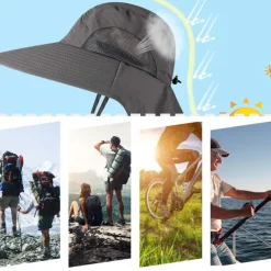 Sun Hat Bucket Hat Fishing Hat Hat with Neck Flap Cover Packable Waterproof Summer Wide Brim Men's Fishing Activity