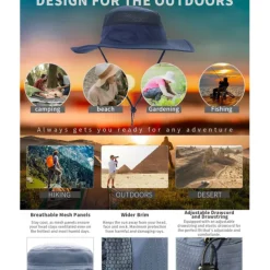 Sun Hat Fishing Hat Hat Packable UPF50+ UV Protection Summer Wide Brim Men's Women's