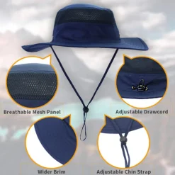 Sun Hat Fishing Hat Hat Packable UPF50+ UV Protection Summer Wide Brim Men's Women's