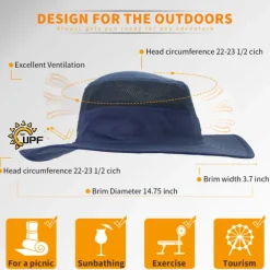 Sun Hat Fishing Hat Hat Packable UPF50+ UV Protection Summer Wide Brim Men's Women's