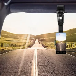 Sun Visor Cell Phone Holder 360° Rotatable Multifunctional Sunvisor Hanging Clip Bracket Cell Phone Mount For 7 Inch Telephone