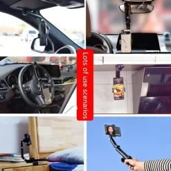 Sun Visor Cell Phone Holder 360° Rotatable Multifunctional Sunvisor Hanging Clip Bracket Cell Phone Mount For 7 Inch Telephone