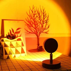 Sunset Projector Lamp, USB Powered Rainbow Sunset Atmosphere Lamp, 180 Degrees Rotation for Living Room Bedroom Bedside Lamp