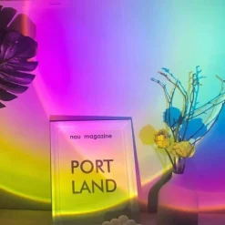 Sunset Projector Lamp, USB Powered Rainbow Sunset Atmosphere Lamp, 180 Degrees Rotation for Living Room Bedroom Bedside Lamp