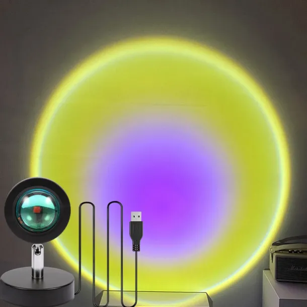 Sunset Projector Lamp, USB Powered Rainbow Sunset Atmosphere Lamp, 180 Degrees Rotation for Living Room Bedroom Bedside Lamp