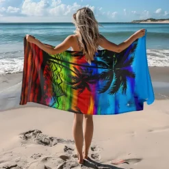 Sunshine and Beach Beach Towel Premium Quality Ultra Soft Absorbent Lightweight Durable Quick Drying Vibrant Design Perfect for Beach Pool Sunbathing Travel Summer Accessory Comfortable and Stylish