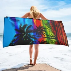 Sunshine and Beach Beach Towel Premium Quality Ultra Soft Absorbent Lightweight Durable Quick Drying Vibrant Design Perfect for Beach Pool Sunbathing Travel Summer Accessory Comfortable and Stylish