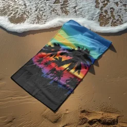 Sunshine and Beach Beach Towel Premium Quality Ultra Soft Absorbent Lightweight Durable Quick Drying Vibrant Design Perfect for Beach Pool Sunbathing Travel Summer Accessory Comfortable and Stylish