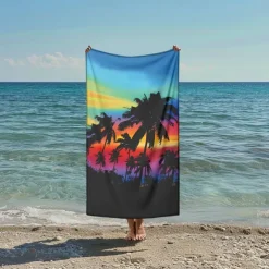 Sunshine and Beach Beach Towel Premium Quality Ultra Soft Absorbent Lightweight Durable Quick Drying Vibrant Design Perfect for Beach Pool Sunbathing Travel Summer Accessory Comfortable and Stylish