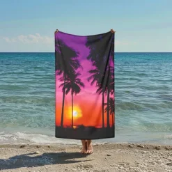 Sunshine and Beach Beach Towel Premium Quality Ultra Soft Absorbent Lightweight Durable Quick Drying Vibrant Design Perfect for Beach Pool Sunbathing Travel Summer Accessory Comfortable and Stylish