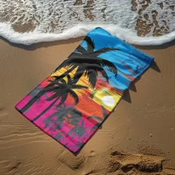 Sunshine and Beach Beach Towel Premium Quality Ultra Soft Absorbent Lightweight Durable Quick Drying Vibrant Design Perfect for Beach Pool Sunbathing Travel Summer Accessory Comfortable and Stylish