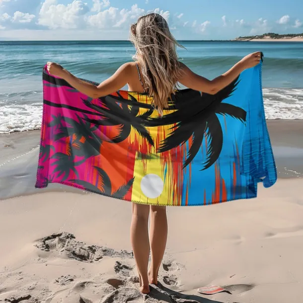 Sunshine and Beach Beach Towel Premium Quality Ultra Soft Absorbent Lightweight Durable Quick Drying Vibrant Design Perfect for Beach Pool Sunbathing Travel Summer Accessory Comfortable and Stylish