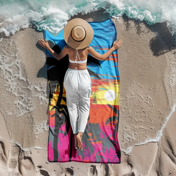 Sunshine and Beach Beach Towel Premium Quality Ultra Soft Absorbent Lightweight Durable Quick Drying Vibrant Design Perfect for Beach Pool Sunbathing Travel Summer Accessory Comfortable and Stylish