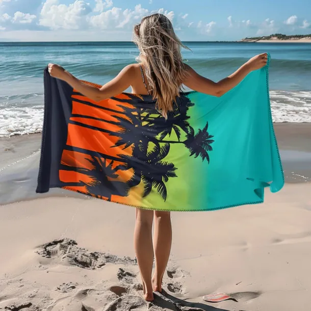 Sunshine and Beach Beach Towel Premium Quality Ultra Soft Absorbent Lightweight Durable Quick Drying Vibrant Design Perfect for Beach Pool Sunbathing Travel Summer Accessory Comfortable and Stylish