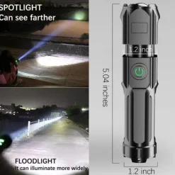 Super Bright ABS Strong Light Focusing Led Flashlight Outdoor Portable Home Built-in Battery Rechargeable Multi-function Torch