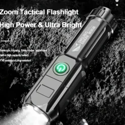 Super Bright ABS Strong Light Focusing Led Flashlight Outdoor Portable Home Built-in Battery Rechargeable Multi-function Torch