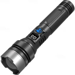 Super Bright Flashlight Long Range High Power Lanterns Flashlights White Laser Digital Display Emergency Flashlight Rechargeable Outdoor Strong Light Torch Camping Lights