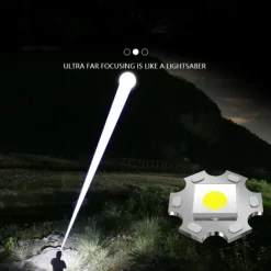 Super Bright Flashlight Long Range High Power Lanterns Flashlights White Laser Digital Display Emergency Flashlight Rechargeable Outdoor Strong Light Torch Camping Lights