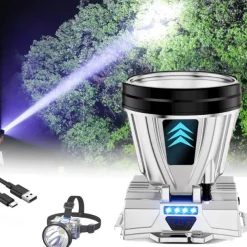 Super Bright Rechargeable High Power Headlamp, LED Headlamp Rechargeable Head Lamp, Outdoor Waterproof Camping Running Portable