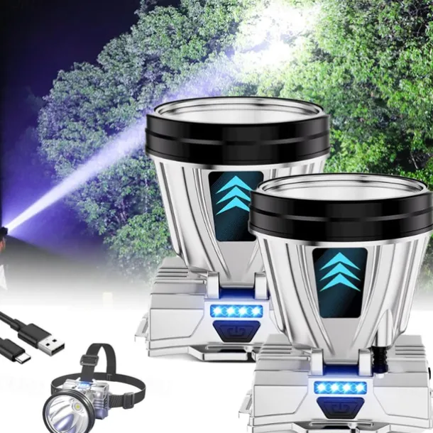 Super Bright Rechargeable High Power Headlamp, LED Headlamp Rechargeable Head Lamp, Outdoor Waterproof Camping Running Portable