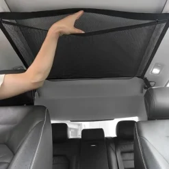 SUV Car Ceiling Storage Net Pocket Double-Layer Mesh Car Roof Bag Interior Cargo Net Breathable Mesh Bag Auto Stowing Tidying Travel Long Trip Camping Interior Accessories