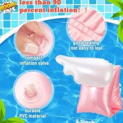 Swim Arm Floaties for Kids Inflatable Swim Armbands Swim Floater Sleeves Swimming Arm Float Rings for Toddler Boys Girls